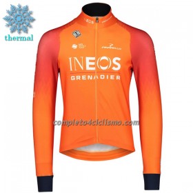 Maglia 2022 INEOS Grenadiers Manica Lunga Winter Invernale Arancia